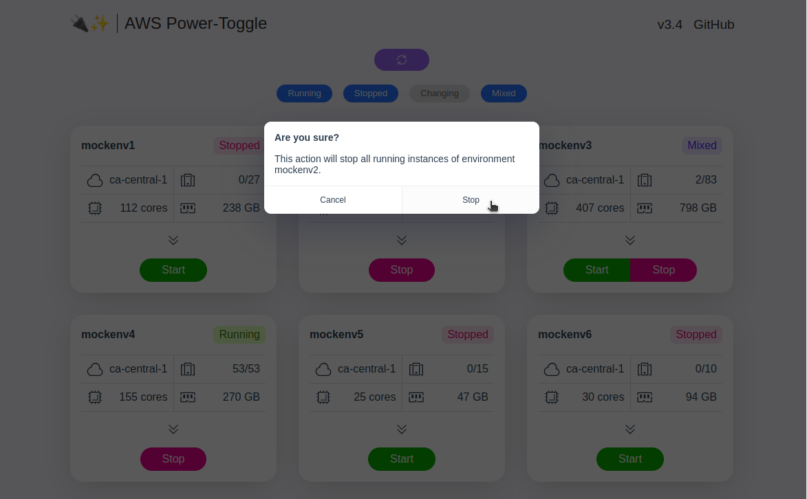 AWS-PT Toggle an Environment